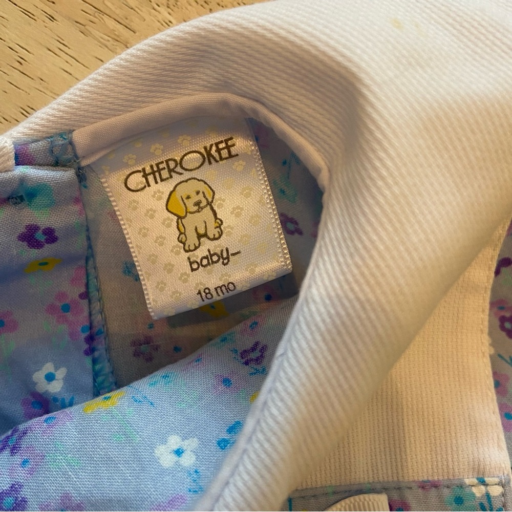 Vintage 100% Cotton Cherokee Baby Floral Bibbed Dress Baby Size 18 months - Picture 6 of 6